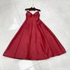 Europeu e Americano Transfronteiriço Sexy Sem Costas Alfaiataria Vertical Bainha Cintura Decote V Vestido de Alça Veludo Vestidinho Preto