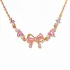 Pulseira Estilo Ins Fofa e Doce Coração Zircônia Borboleta Feminina Presente de Dia dos Namorados Joia Pulseira Dourada