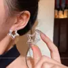 Pendientes de Estrella de Cinco Puntas de Plata de Doble Capa Estilo Coreano para Mujer, Pendientes Únicos de Nicho Versátiles con un Toque de Lujo, Joyería para Orejas al por Mayor