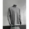 Camisa Base Desconstruida de Piezas Cortadas con Cuello Semi-alto para Hombre Invierno Americano Grueso Suéter Desconstruido Interior Camiseta de Manga Larga Gris