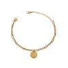 Pulsera con Colgante Redondo de Doble Capa de Acero Inoxidable Transfronteriza Europea y Americana, Diseño Personalizado en Oro de 18 Quilates, Se Puede Grabar, Acero de Titanio No se Desvanece