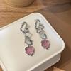 Brincos Koreanos e Japoneses Modernos de Strass Plissados em Forma de Coração em Estilo Doce Cool Minimalista, Novos Brincos da Moda para Mulheres