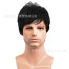 Peluca para hombre de Europa y Estados Unidos, flequillo oblicuo, pelo corto, tocado de fibra química, comercio exterior, fabricantes de cabello corto en stock, una generación de pelucas
