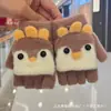 Guantes para Niños Otoño e Invierno para Hombres y Mujeres Bebé Engrosados Cálidos Guantes para Niños Estudiantes de Primaria Escritura Medio Dedo Volteable Tejidos