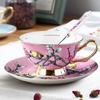Juego de Taza y Platillo para Café Estilo Europeo de Porcelana de Hueso Dorado, Juego de Cerámica de Lujo Ligero de Alta Gama para Té de la Tarde, Regalo de Vacaciones