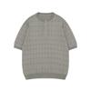 Camiseta de Punto de Verano con Cuello Henry para Hombre, Manga Corta, Diseño Texturizado Trenzado, Estilo Coreano, Trendy, Top Holgado