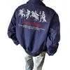 Chamarra de aviador para hombre, tiro alto, estilo hip-hop, cuello ancho, corta, corte americano, estilo para pareja, bordada