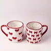 *Novo 0910+1030* 10*11,5cm 650ml *Edição Limitada de Natal* Caneca com Laço Embossado Pintado à Mão