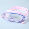 Gafas de natación para niños, montura grande, multicolor, de una sola pieza, tapones para los oídos, limpieza transparente, equipo de natación para niños y niñas