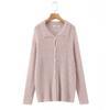 9809-25 Nuevo Estilo Otoño Estilo Francés Simple Corte Casual Cardigan de Punto de Una Fila de Botones con Solapa Prendas de Punto para Mujer