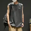 Chaleco Grande Deportivo de Hombro Verano 2025 Nuevo para Hombre Holgado Sin Mangas para Entrenamiento Camiseta de Secado Rápido Chaleco Top de Manga Corta Redondo