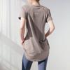 Ropa de yoga de manga corta de verano, nueva, de longitud media, que cubre la cadera, adelgazante, de secado rápido, transpirable, camiseta deportiva de fitness para mujer, fina