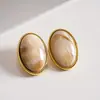 Aretes Ovalados de Acrílico con Degradado Transfronterizos Europeos y Americanos Pendientes de Moda Estilo Retro Joyería de Oreja Simple Versátil para Mujeres Sensación de Alta Gama