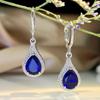 Pendientes de gota de agua con incrustaciones de diamantes y cristal de zafiro brillante, tendencia de moda transfronteriza europea y americana, joyería para las orejas