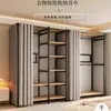 Armario de metal, estructura de acero, completamente cerrado, diseño simple, adecuado para apartamentos de alquiler, modular, engrosado, de pie, estilo abierto, para uso doméstico