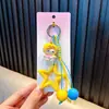 Llavero Colgante Creativo de Pompones de Estrella de Cinco Puntas para Bolsos de Niñas Llavero Acrílico Pequeño Regalo al por Mayor