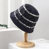 Chapéu de balde de malha de lã para as mulheres outono e inverno estilo coreano quente all-match cúpula chapéu da bacia listrado chapéu de pescador all-match moda