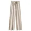 Pantalones de Punto de Lana 100% Pierna Ancha para Mujer, Pantalones Largos Casuales Sueltos Rectos hasta el Suelo, Otoño e Invierno Adelgazantes de Cintura Alta con Caída
