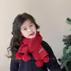 Cachecol Vermelho de Ano Novo para Inverno, Cachecol de Tricô à Prova de Vento para Meninas e Bebês, Proteção Quente para o Pescoço para Meninas