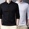 Camiseta informal de manga larga con solapa negra para hombre, polo para papá, de primavera y otoño, holgada, para personas de mediana edad y mayores, venta al por mayor