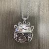Retro nó chinês gato da sorte pingente feminino tailandês prata oco personalidade temperamento cartoon gato colar estilo étnico