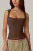 2025 Roupas Europeias e Americanas Moda de Rua Estilo Hottie Elegante Gola Quadrada Básica Slim Sem Mangas Colete Camisa Básica Feminina