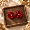 Aretes Geométricos Rojos Ankela Festivos de Año Nuevo Nicho Temperamento Venta Caliente Aretes de Botón Otoño/Invierno 2026 Venta al por Mayor de Pendientes