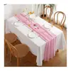 Atacado Transfronteiriço de Caminhos de Mesa Simples na Cor Blush para Casamento, Caminhos de Mesa de Chiffon para Banquetes de Casamento, Caminhos de Mesa Decorativos para Festas e Banquetes