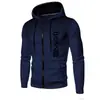 Suéter casual com capuz estampado para homens outono e inverno com forro de fleece com zíper pullover moletom com capuz em estoque