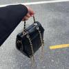Mochila Mini Estilo Chanel con Cadena Estilo Coreano para Otoño e Invierno para Mujer, Bolso de Hombro de Cuero Encerado para Estudiante Blogger de ins