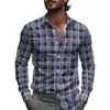 Camisa de Hombre a Cuadros y Rayas Primavera Un Botón Diseño de Solapa 2025 Ligera Corte Holgado Moda