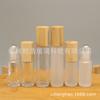 Venda por atacado 5ml 10ml de vidro fosco madeira grão tampa bola frasco ir bola frasco cosmético óleo essencial perfume sub-frasco