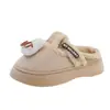 Pantuflas de algodón con gafas, forradas de felpa para otoño e invierno, suela gruesa, punta cerrada, estilo media pantufla, nuevo color marrón, cómodas para usar en casa, 2026