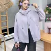 A1308 Parka com capuz solta estilo coreano para mulheres, jaqueta versátil com zíper para primavera e outono, top estiloso