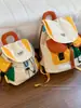 Mochila Escolar Colorida Contrastante da Moda e Fofa para Estudantes Mulheres 2025 Nova Mochila Casual Lona de Grande Capacidade Bolsa de Viagem