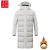 Nuevo Estándar Nacional 80 Pluma de Pato Blanco Uniforme de Equipo Chaqueta Deportiva Casual de Plumas Larga Hasta la Rodilla Abrigo Cálido de Invierno para Hombres y Mujeres