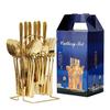 Cuchara de acero inoxidable transfronteriza 1010 vajilla juego de 24 piezas traje de cuchillo, tenedor y cuchara traje de vajilla occidental caliente caja de regalo de supermercado