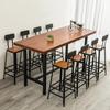 Mesa y silla de bar estilo cafetería de estilo retro americano con leche y té, mesa de bar larga de madera maciza, mesa de bar de ocio, combinación de silla alta