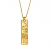 Collar Colgante Cuadrado con Incrustaciones de Diamantes del Zodiaco Doce Constelaciones Estilo Vintage Popular Europeo y Americano para Mujer, Joyería de Acero de Titanio Dorado de 18 Quilates