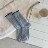 Calcetines de Lana para Mujer Otoño e Invierno, Calcetines Cálidos de Media Pantorrilla, Lindo Perrito de Dibujos Animados, Calcetines Gruesos para Mujer Estilo Fair Isle Gris