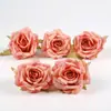 Nova simulação cor retrô cabeça de flor rosa flor de seda flor DIY feita à mão casamento flor de buquê grampo de cabelo material de flor