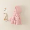 Abrigo de algodón con capucha para bebé niña, nuevo estilo de invierno 2026, chaqueta de algodón de invierno, abrigo de algodón cálido de color liso