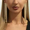 Pendientes de Borla de Cadena Larga de Malla de Aluminio de Moda Transfronteriza Europea y Americana Geométricos Exagerados de Metal con Lentejuelas Za para Mujer