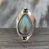 Cao Shi Nicho Temu Exportação Anel Vintage Adesivo Gota d'Água Pedra Natural Sintética Marca da Moda Formato Especial Estilo Moderno