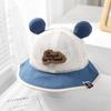Chapéu de Malha Respirável com Proteção Solar de Verão Estilo Coreano Desenho Animado Fofo Hi Bear Chapéu de Pescador para Bebê Chapéu de Sol para Crianças para Exportação