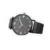 Comercio Exterior Reloj para Hombre con Correa de Acero Letras Romanas Clásico Negro Simple Geneva Malla de Acero