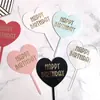 Copyright Decoración de Pastel para Hornear Forma de Corazón Bronceado feliz cumpleaños Tarjeta de Decoración de Pastel Acrílica