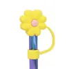 Taza de Agua Tapa para Popote a Prueba de Polvo Cubierta de Popote Flor de Crisantemo Pequeña Tapón de Flor de Goma Suave PVC Diámetro Grande 10mm