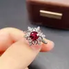 Anillo de Granate de Magnesio-Aluminio Natural Transfronterizo Accesorio de Piedra Preciosa Nicho Alta Gama Joyería de Plata 925 6*6 Moda Fábrica Directa