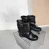 Botines Negros Retro First Encounter Season para Mujer 2026 Bota Nueva con Remaches y Diseño de Pierna Ancha Botas Vaqueras Bota Fruncida Botas de Motociclista